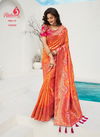 Orange Latest Designer Fancy Wedding Wear Heavy Banarsi Silk Printed Sarees Collection 10092